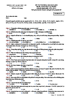 Đề thi thử năm học 2019-2020 môn Hóa học - Mã đề thi 302 - Trường THPT Lê Quý Đôn